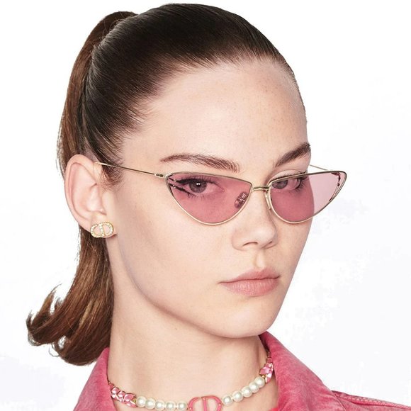 Dior MISSDIOR B1U B0N0 BRAND NEW Sunglasses Gold Pink Unisex Metal Cat Eye - Picture 6 of 14